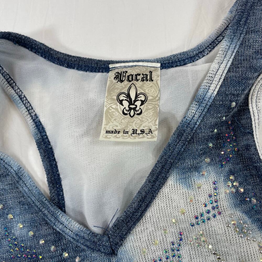 Vocal Embellished Cross Tank Top Lot 3 Blue Black Gray Crochet Lace Women’s S - Picture 5 of 11